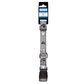 CC Reflect Pawprint Collar 14-20In Blk