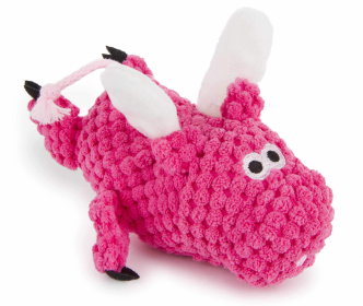 goDog Checkers Just For Me Flying Pig Squeaky Plush Dog Toy Mini