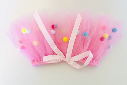 Pink Pom Pom Dog Tutu Skirt (Medium) (Pink Pom Pom Tutu Skirt: XS)