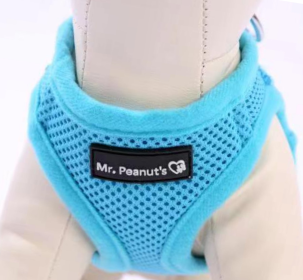 Mr. Peanut's PupTrek Small Dog/Cat Soft Mesh Step In Harness Vest (Color: Blue, size: medium)