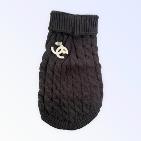 My Cozy Chewnel Knit Sweater (Color: black, size: X Large)