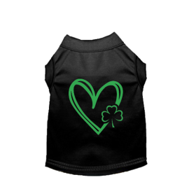 Shamrocks & Hearts Dog Dress/Shirt (Color: black, size: medium)
