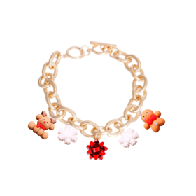 Holiday Charm Dog Necklace (Color: Gold, size: 16")