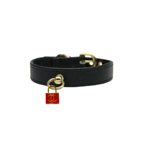 CC Lock Charm Collar (Color: Red, size: 16")