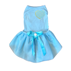 Chenille Heart Dress (Color: TEAL HEART, size: small)