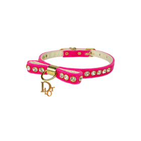 Dior-able Velvet Bow Dog Collar (size: 14")