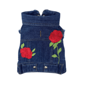 Rose Embroidered Vest (Color: Indigo, size: XX-Large)