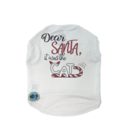 Dear Santa/Cat Tee (Color: White, size: medium)