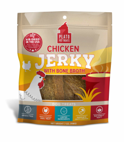 Plato Pet Treats Chicken Jerky with Bone Broth (size: 7oz)