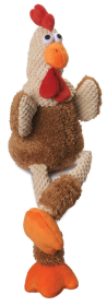 goDog Checkers Skinny Rooster Brown w/Chew Guard Plush Dog Toy (size: large)