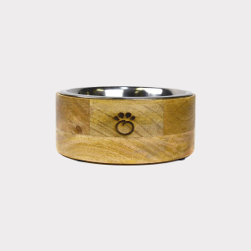 GF Pet Mango Wood Bowl Single (size: MediumColorBlack Metal Chain)