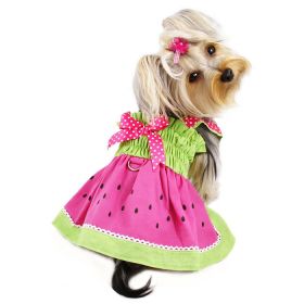 Juicy Watermelon Sundress with Large D (Color: Pink/Lime, size: M)